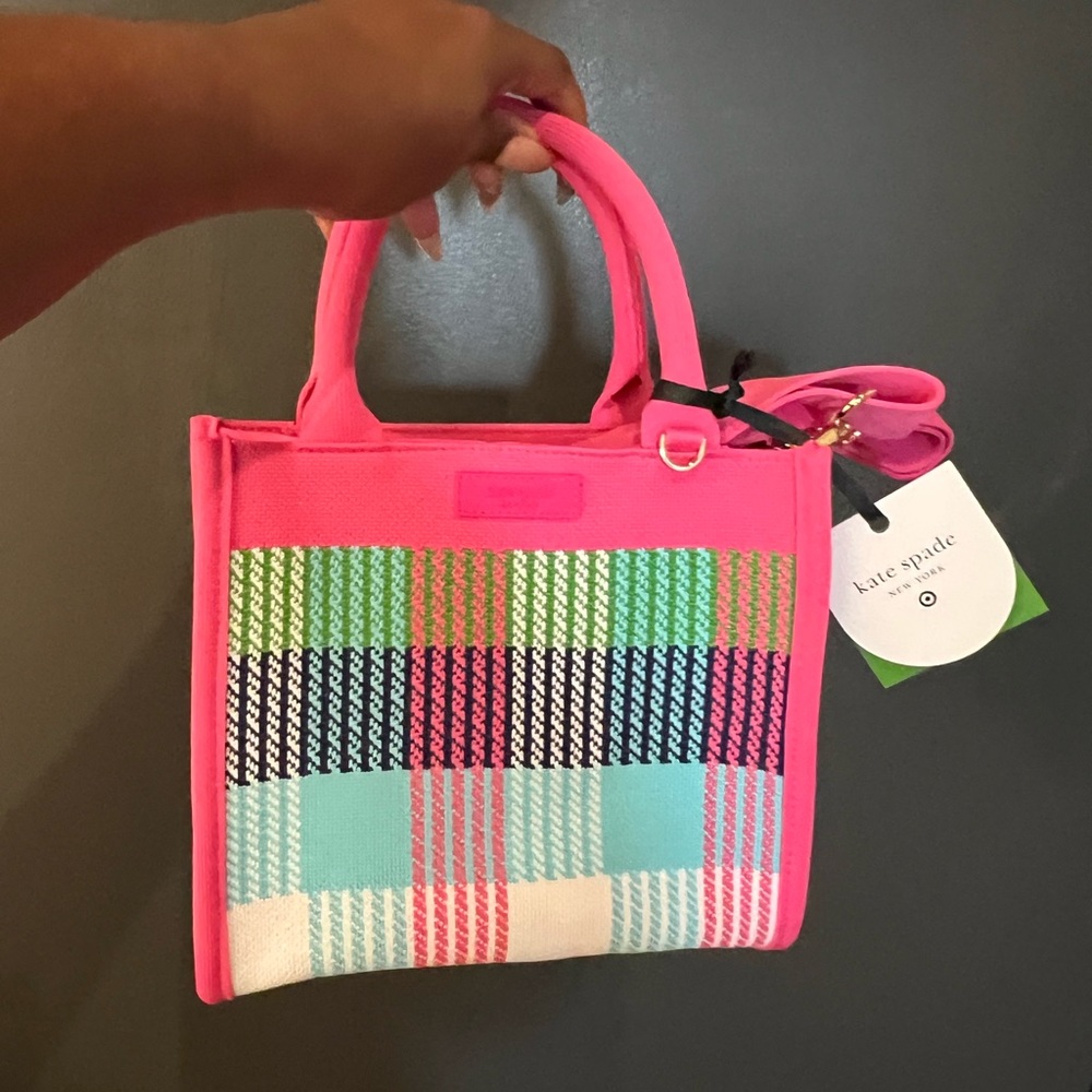 Kate Spade X Target Plaid Knit Crossbody Bag Red/Pink Plaid Knit Crossbody NWT